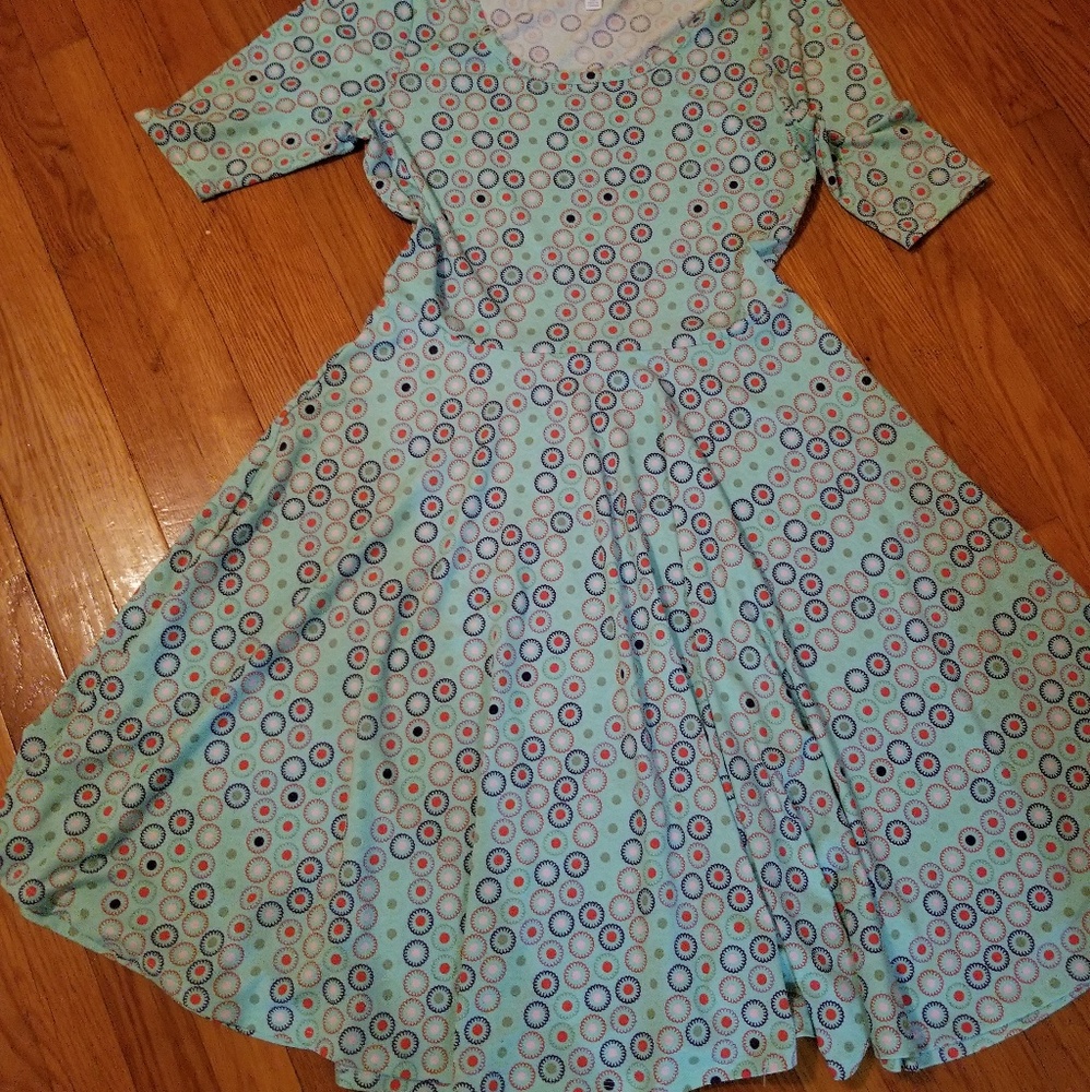 Retro Aqua Lularoe Nicole Dress